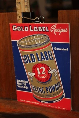 Antiguo folleto de recetas de polvo para hornear con etiqueta dorada  Foto 1 de 3