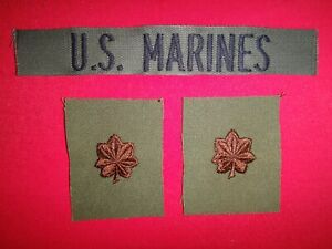 U.S. MARINES Pocket Patch + Pair of US Marine MAJOR Rank Collar Devices