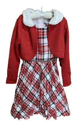 Emily West Girls Special Occasion Dress with Shrug, Glitter, Red, 10 NWT - Image 1 of 4