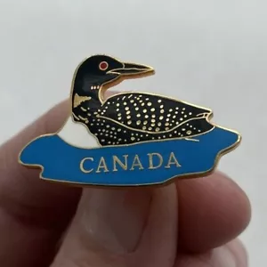 Prendedor solapa sombrero Loon Bird Water Fowl Canadá esmalte canadiense azul negro blanco rojo - Imagen 1 de 12