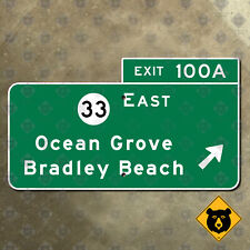 New Jersey Parkway state route 33 Exit 100A Ocean Grove road sign Garden 21x12