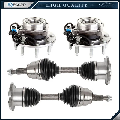 2X CV Axle + 2X Wheel Hub Bearing Front 4WD For 2001-2006 Chevy Silverado 2500HD - Image 1 of 4