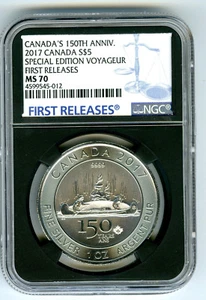 2017 $5 CANADA 1OZ SILVER 150TH SPECIAL EDITION VOYAGEUR NGC MS70 FIRST RELEASES - Picture 1 of 2