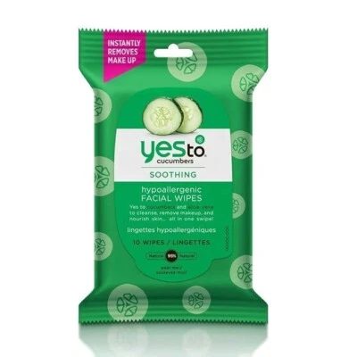 Yes To Cucumber Face Wipes, Sensitive Skin Soothing Travel Facial Wipes 10 Count - Image 1 of 4