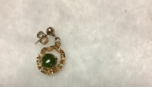 SINGLE Green Stone 12 KGF Gold Earring Pierce Drop - Picture 1 of 4