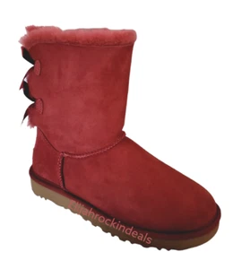 NEU DAMEN UGG SHORT BAILEY BOW II ZEITLOS ROTES WILDLEDER STIEFEL GRÖSSE US 7, 8 - Bild 1 von 5