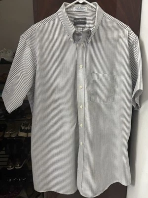 Men’s Dress Shirt Neck Size 17 Striped Boston Common Button Up Shirt Blue White - Image 1 of 4