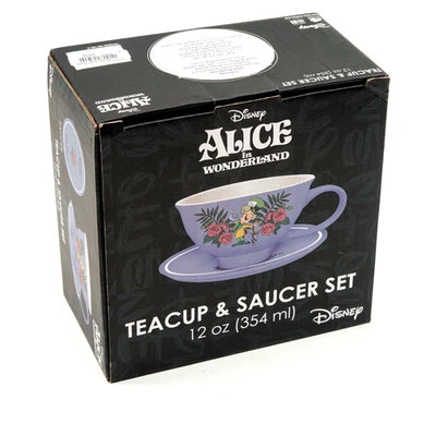Juego de tazas de té y platillos Disney Alicia en el país de las maravillas diseño botánico 12 oz nuevo en caja Foto 1 de 4