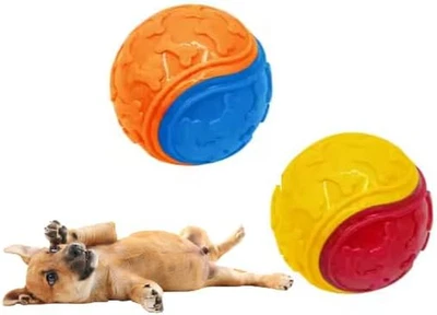 2Pcs Squeaky Dog Ball Puppy Chew Toys for Pet Training and Interactive Play - Image 1 of 4