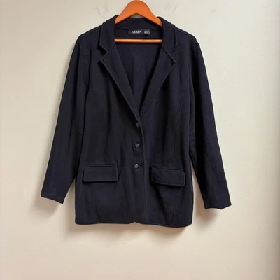 Blazer suéter Lauren Ralph Lauren feminino preto mistura de algodão tamanho 2X luxo silencioso - Imagem 1 de 4