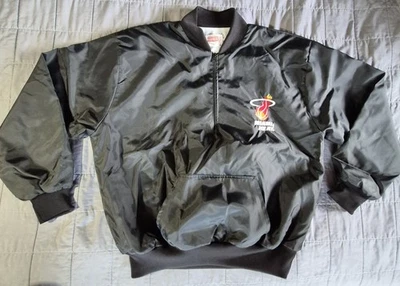 Vintage Miami Heat Jacket Mens XL Black NBA Basketball Pullover Chalk Line 90s - Image 1 of 4