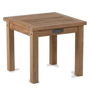 Ash & Ember Sierra Grade A Teak End Table, 18" Tall Outdoor Hand-Sanded Table - Picture 1 of 7