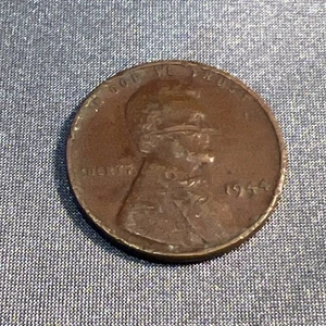 1944 One Cent Wheat Penny Red Strike Through Error Smudged Face - Bild 1 von 14