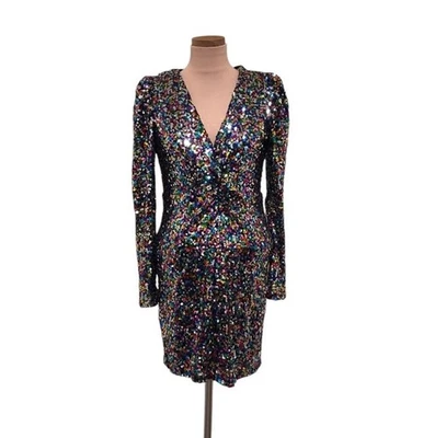 NWT Francesca’s Collection Midnight Doll Dress Size Large Multicolored Sequin - Image 1 of 4