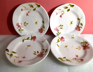 Gibson Elite Set of 4 Dishes & 3 Cups Pink & Green Splatters - Picture 1 of 13