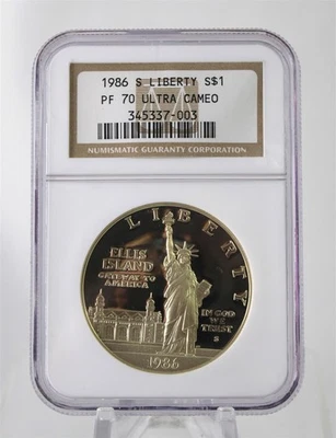 1986-S San Francisco Liberty Ellis Island Silver Dollar NGC PF 70 Ultra Cameo - Image 1 of 4