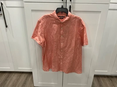 Perry Ellis Button Up Shirt Mens XLL Pink linen Blend Short Sleeve Collared NWT - Image 1 of 4