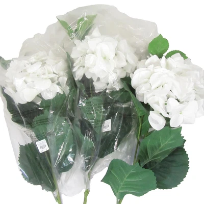Hastes artificiais florais de hortênsia branca folha Pottery Barn 3 peças 30" - Imagem 1 de 4