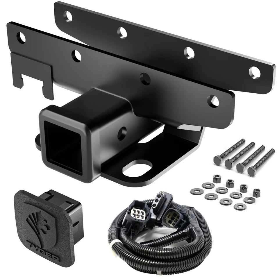 TYGER Wrangler Receiver Hitch with Wiring Harness & Hitch Cover for 2007-2018 JK - Image 1 of 4