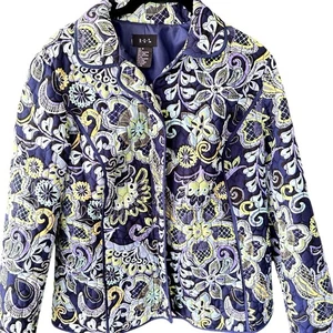 Quilted Floral Lightweight Blue Floral Cottagecore Boho Jacket, Size M Spring - Picture 1 of 6