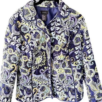 Chaqueta Boho Acolchada Floral Ligera Azul Floral Cottagecore, Talla M Primavera Foto 1 de 4