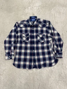 Pendleton Herren XL hochwertiges Western Wear Wollhemd Pearl Snap blau Flanell - Bild 1 von 9