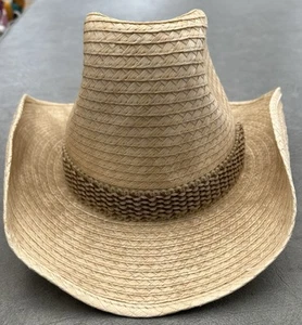 CAPPELLO WESTERN UOMO MUSTANG TESSUTO PAGLIA ALTO RANCHER COWBOY TAGLIA XL - Foto 1 di 7