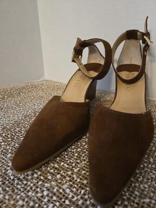 Franco Sarto Women's Shoe Sexy Ankle strap Fawn Brown Suede Pointed Toe Size 8, - Picture 1 of 10