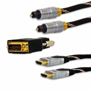 HDMI Audio Video Kabel Anschlussset TV HDMI TOSLINK DVI-D Adapter Stecker 3-Teil