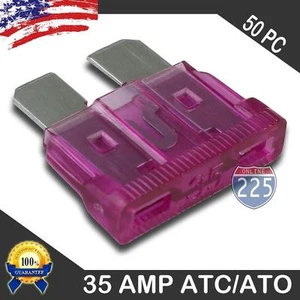 50 Pack 35 AMP ATC/ATO STANDARD Regular FUSE BLADE 35A CAR TRUCK BOAT MARINE RV - Picture 1 of 3