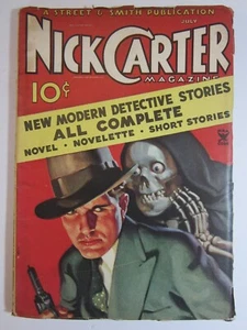 Nick Carter Magazine Pulp Jul. 1935 VG/FN Creepy Skeleton Whispers in Nicks Ear! - Picture 1 of 5