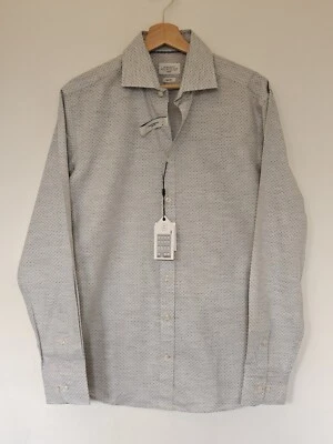 Hackett Men's Shirt No. 14 Savile Row Slim Fit Medium Grey 14 Print - Image 1 of 4