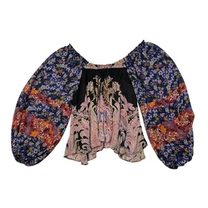 Free People Blouse Womens S Small Multi Positano Off The Shoulder Bohemian Top - Picture 1 of 10