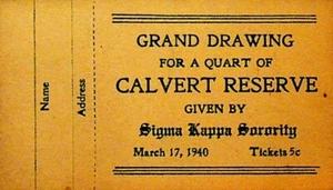 Sigma Kappa Sorority Ticket Calvert Reserve 1940 Rochester NY - Picture 1 of 1