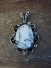 Navajo Indian Nickel Silver Howlite Pendant By Jackie Cleveland