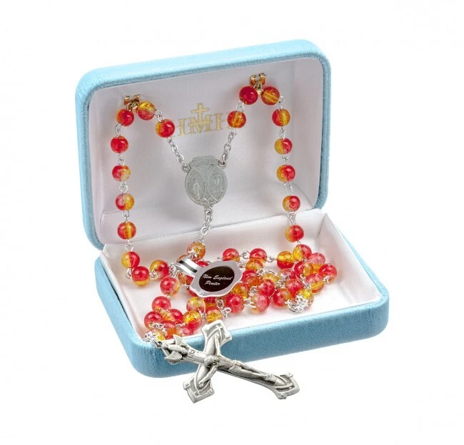 Золотой и красный треск стекла бусина Новой Англии олова 6 мм христианский католический четки - Изображение 1 из 1