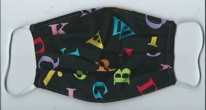 AWESOME School Teacher FACE MASK cotton ABCs washable reversible HANDMADE in USA - Picture 1 of 2
