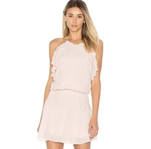 Neu mit Etikett Karina Grimaldi Damen Gr. XS Revolve hellrosa gerüschtes ärmelloses Minikleid - Bild 1 von 6