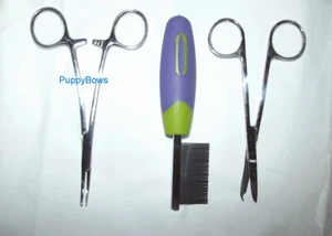 PuppyBows ~ Herramienta de colocación de arco para perro, peine, tijeras ~ ¡Gel y spray de aseo Topknot! - Imagen 1 de 11