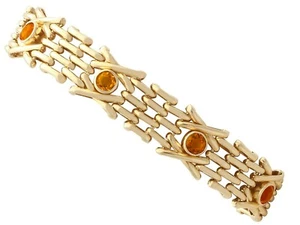 Antique and Vintage 3.15 Ct Citrine and 9k Yellow Gold Gate Bracelet - Picture 1 of 13
