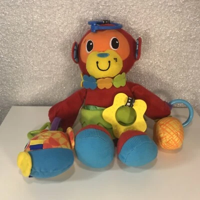 Infantino Playtime Red Monkey Stuffed Animal Plush Toy Rattle Teether 8" - Image 1 of 2