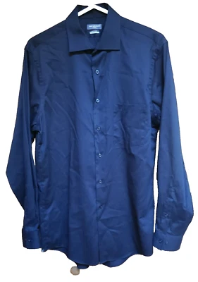 Camisa de vestir Van Heusen Flex para hombre negra cuello 15,5 manga 34/35 ajuste regular Foto 1 de 4