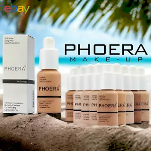 PHOERA Foundation concealer Full Coverage Makeup Matte Brighten long lasting UK - Picture 1 of 17