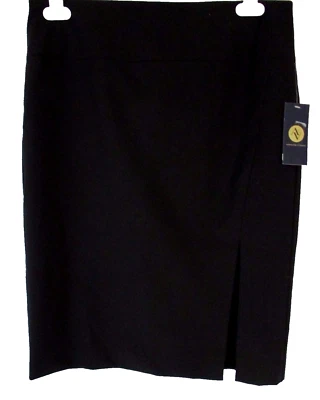 Falda lápiz Adrienne Vittadini talla 4 negra con abertura frontal forrada para mujer CB27S Foto 1 de 4