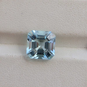 9.5 MM 3.40 Carat Natural Blue Aquamarine Square Octagon Cut Gemstone - Bild 1 von 10