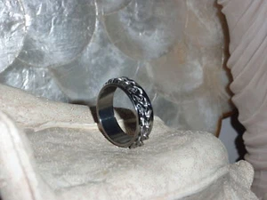 Stainless Steel Men's Spinner Silver Chain Style Ring - Picture 1 of 11
