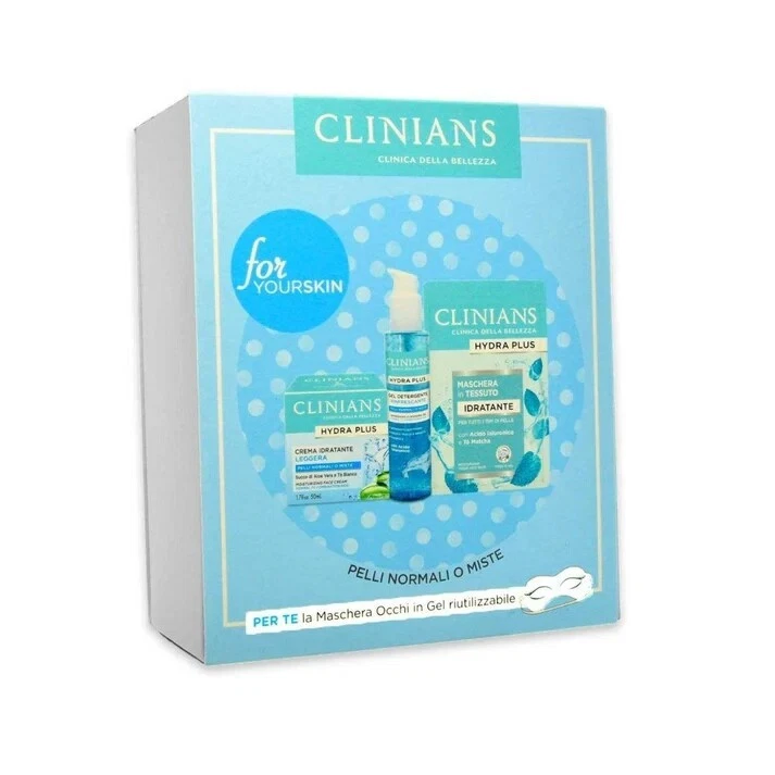 CLINIANS KIT HYDRA BASIC SET REGALO CREMA VISO PELLI NORMALI +GEL DETEREGENTE +M - Immagine 1 di 1