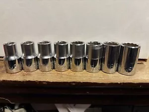 Craftsman 8 pc 3/8” drive 12pt Deep Well Socket Set SAE USA Pristine - Picture 1 of 3