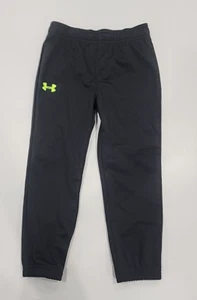Under Armour Boys Joggers Black Pull On Pants Neon Logo Sweatpants Joggers Size4 - Picture 1 of 5