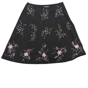 Covington Skirt Womens 14 Black Midi Embroidered Floral Cottagecore Feminine - Picture 1 of 7